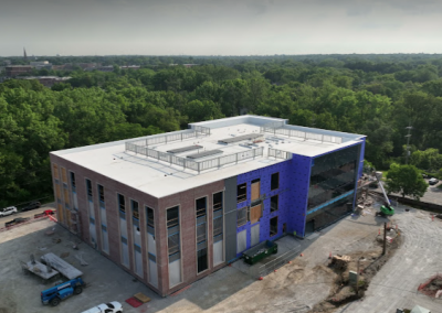 drone footage of construction site