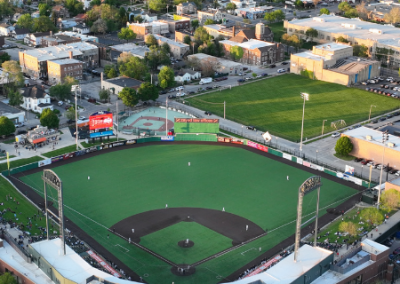 aerial shot of baseball field